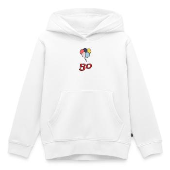 50. 50 ANS. 50e ANNIVERSAIRE. ANNIVERSAIRE 50 ANS. - Sweat Premium à capuche enfant bio - blanc - Devant - AI Model Kid Female (0cm)