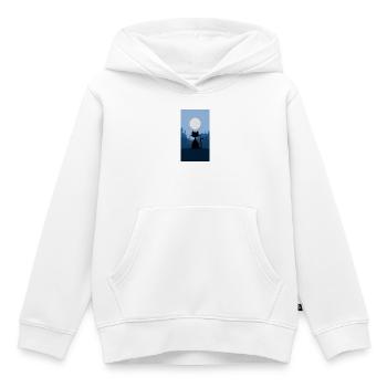 Chat au clair de lune - Sweat Premium à capuche enfant bio - blanc - Devant - AI Model Kid Female (0cm)