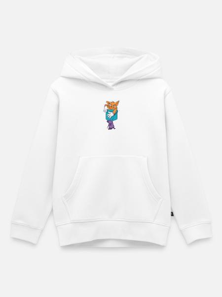 Verspielte Katze mit Mausmuster - Kinder Premium Organic Hoodie - Weiß