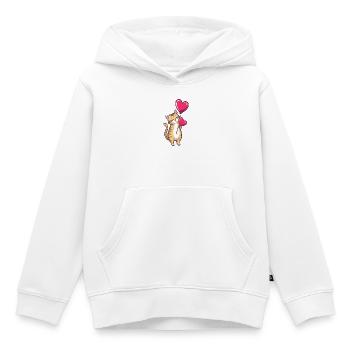 Katze mit Herz Ballon Geschenk Geburtstag - Kinder Premium Organic Hoodie - Weiß - Vorne - AI Model Kid Female (0cm)
