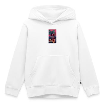 Chien au néon et hibou dans les tropiques - Sweat Premium à capuche enfant bio - blanc - Devant - AI Model Kid Female (0cm)