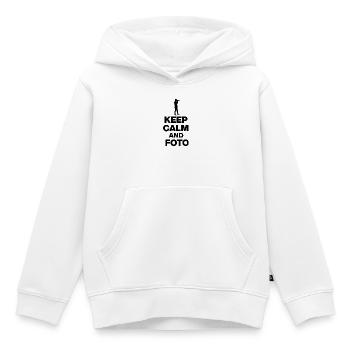 RESTEZ CALMES ET PRENEZ UNE PHOTO ! PHOTOGRAPHE APPAREIL PHOTO - Sweat Premium à capuche enfant bio - blanc - Devant - AI Model Kid Female (0cm)
