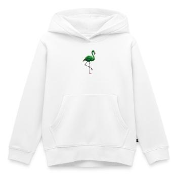 Silhouette du flamant émeraude - Sweat Premium à capuche enfant bio - blanc - Devant - AI Model Kid Female (0cm)