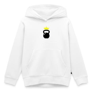 Kugelhantel Krone Gym Logo - Kinder Premium Organic Hoodie - Weiß - Vorne - AI Model Kid Female (0cm)