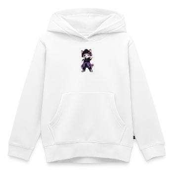 Lila K-Pop Singende Katze - Kinder Premium Organic Hoodie - Weiß - Vorne - AI Model Kid Female (0cm)