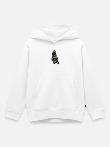 Katze im Strickpullover Winter Weihnachten - Kinder Premium Organic Hoodie - Weiß