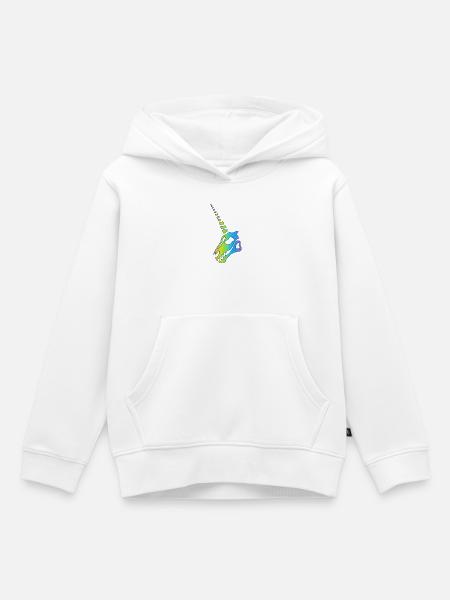 Regenbogen Einhorn Schädel - Kinder Premium Organic Hoodie - Weiß