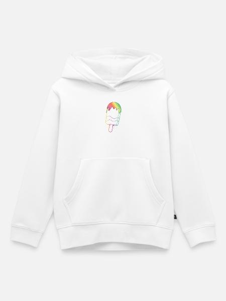 Regenbogen Eis Outline Neon Style - Kinder Premium Organic Hoodie - Weiß