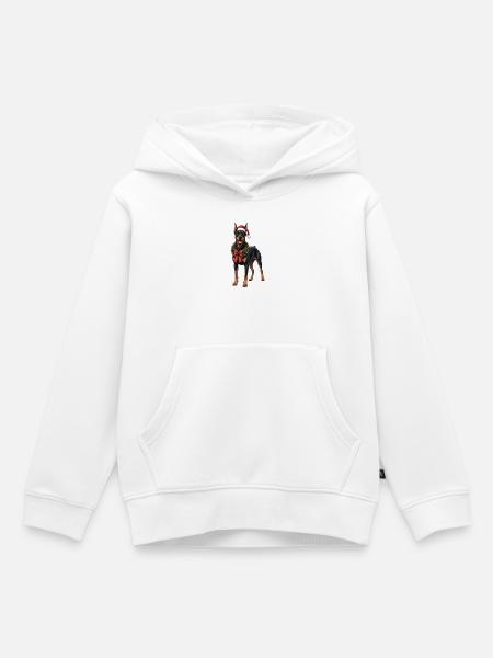Dobermann Hund an Weihnachten - Kinder Premium Organic Hoodie - Weiß