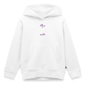 MAÎTRE. MAITRE. MERCI. MERCI MAÎTRE. MAITRE - Sweat Premium à capuche enfant bio - blanc - Devant - AI Model Kid Female (0cm)