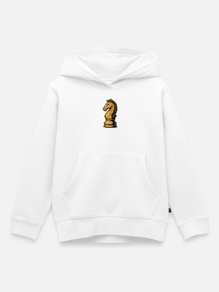 Pferd Schach Figur - Kinder Premium Organic Hoodie - Weiß