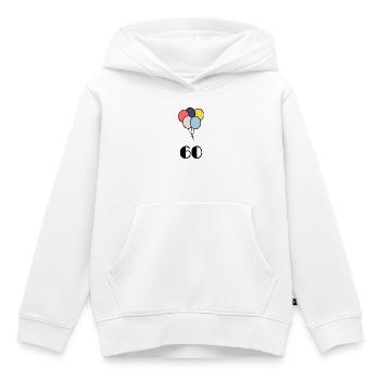60. 60 ANS. 60e ANNIVERSAIRE. ANNIVERSAIRE 60 ANS. - Sweat Premium à capuche enfant bio - blanc - Devant - AI Model Kid Female (0cm)