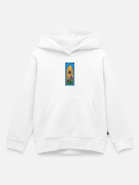 Bienenfenster im Gartenblumen - Kinder Premium Organic Hoodie - Weiß