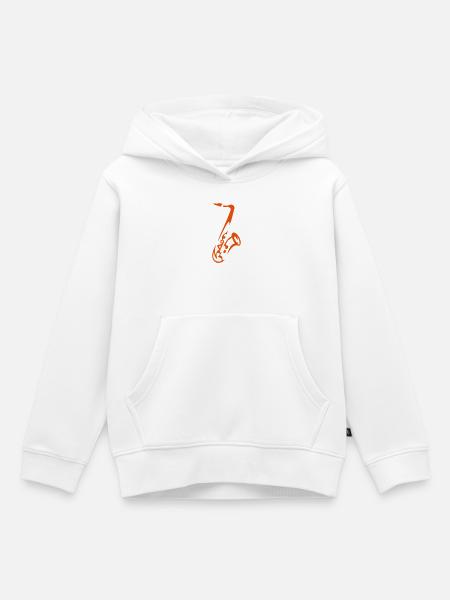 Saxy - Expressive Saxophon Silhouette Design - Kinder Premium Organic Hoodie - Weiß