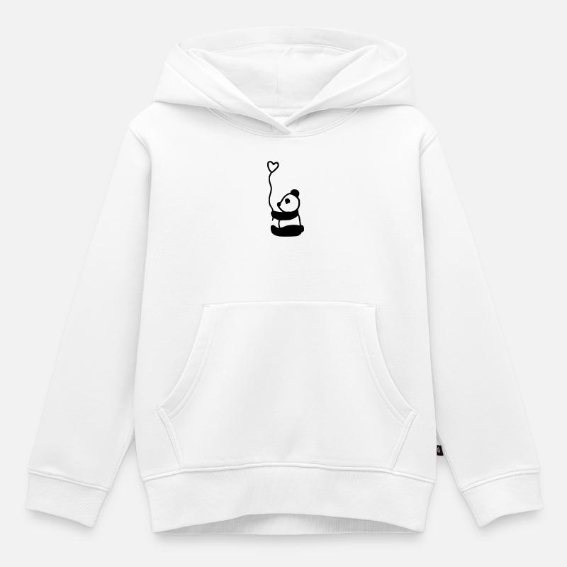 Panda mignon plein d’amour - Sweat Premium à capuche enfant bio - blanc