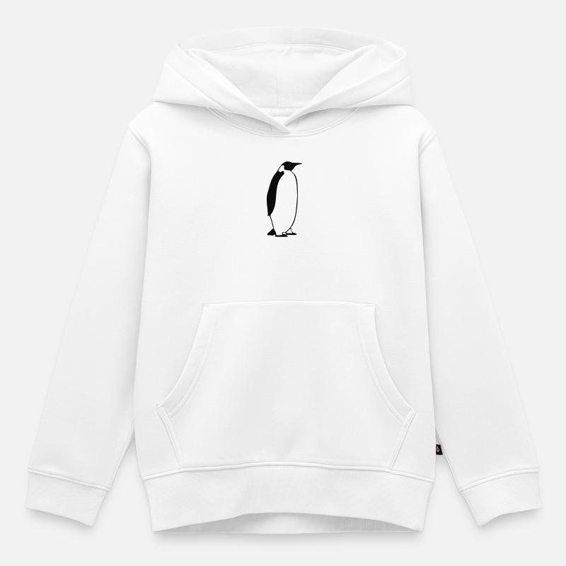 Pingouin2 - Sweat Premium à capuche enfant bio - blanc