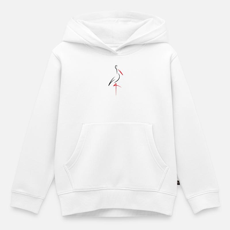 Cigogne - Sweat Premium à capuche enfant bio - blanc