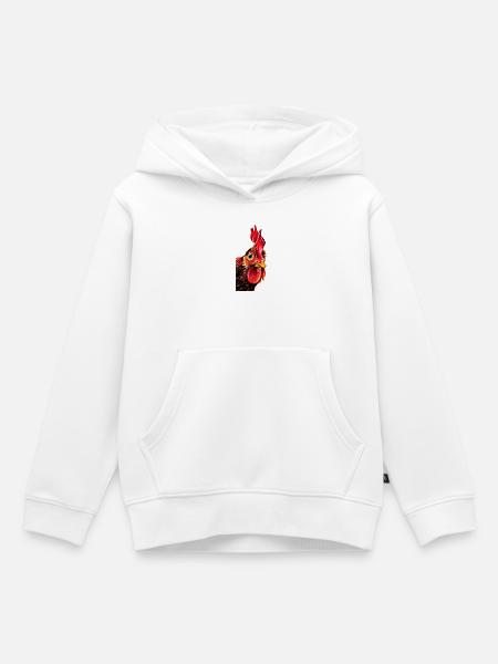Hahnkopf Porträt - Kinder Premium Organic Hoodie - Weiß