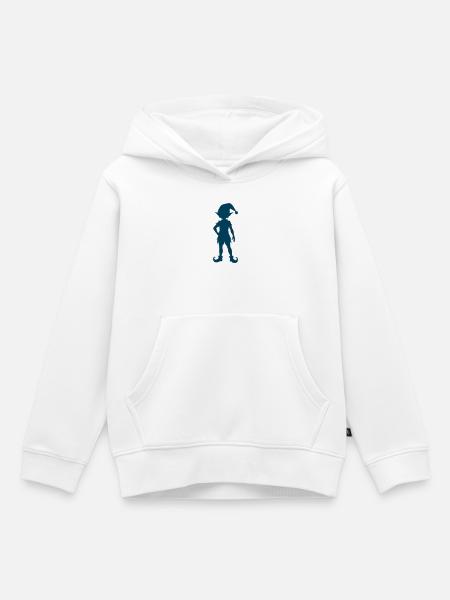 Winterelf mit Zipfelmütze Silhouette - Kinder Premium Organic Hoodie - Weiß