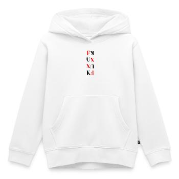 Rot-Schwarz-Typografieblock - Kinder Premium Organic Hoodie - Weiß - Vorne - AI Model Kid Female (0cm)