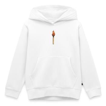 Mascotte de feu en allumette de dessins animés vintage allumés - Sweat Premium à capuche enfant bio - blanc - Devant - AI Model Kid Female (0cm)