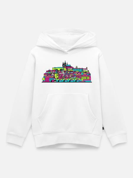 Prager Stadtsilhouette Karlsbrücke Moderne Kunst - Kinder Premium Organic Hoodie - Weiß