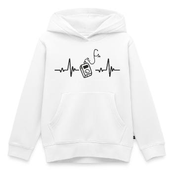 Lecteur MP3 Baladeur Musique Numérique Rythme Cœur - Sweat Premium à capuche enfant bio - blanc - Devant - AI Model Kid Female (0cm)