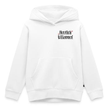 Herzlich Willkommen Sprüche - Geschenke - Kinder Premium Organic Hoodie - Weiß - Vorne - AI Model Kid Female (0cm)