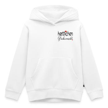HERZLICHEN GLÜCKWUNSCH HERZ - Kinder Premium Organic Hoodie - Weiß - Vorne - AI Model Kid Female (0cm)
