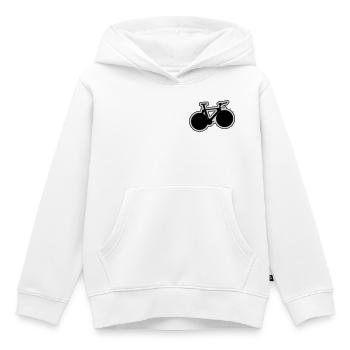 Patch VÉLO DE PISTE - Sweat Premium à capuche enfant bio - blanc - Devant - AI Model Kid Female (0cm)