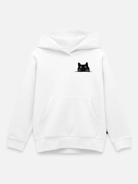 Guckende Katze mit Schnurrhaaren schwarz - Kinder Premium Organic Hoodie - Weiß