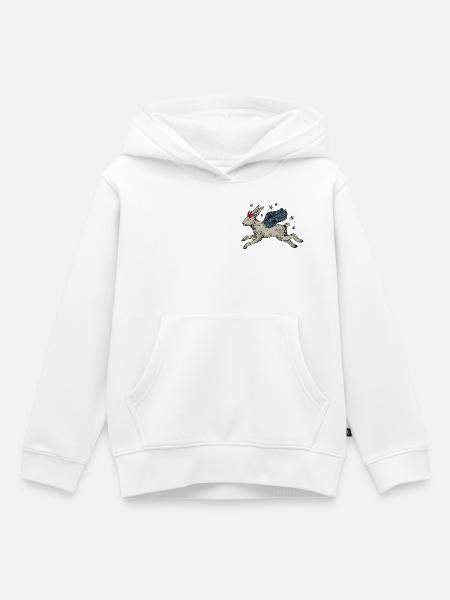 Flügelhase im Sternenflug - Kinder Premium Organic Hoodie - Weiß