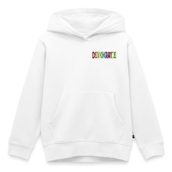 SCHRIFTZUG DEMOKRATIE - Kinder Premium Organic Hoodie - Weiß - Vorne - AI Model Kid Female (0cm)