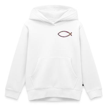 Poisson Ichtus (diamant, rose) - Sweat Premium à capuche enfant bio - blanc - Devant - AI Model Kid Female (0cm)
