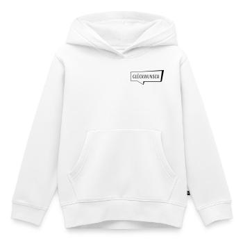 Félicitations de la bulle de dialogue - Sweat Premium à capuche enfant bio - blanc - Devant - AI Model Kid Female (0cm)