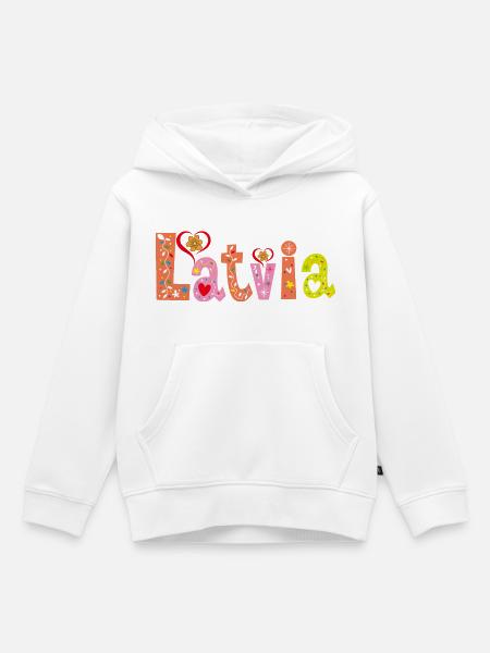 Personalisierter Name Lettlands - Kinder Premium Organic Hoodie - Weiß