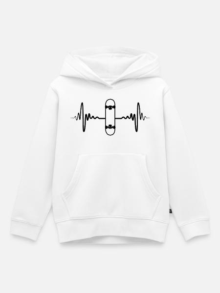 Skateboard Pulsschlag - Kinder Premium Organic Hoodie - Weiß