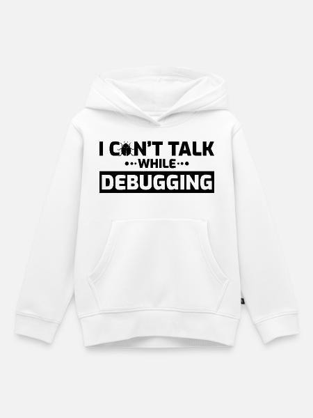 Ich kann beim Debuggen nicht sprechen - Kinder Premium Organic Hoodie - Weiß