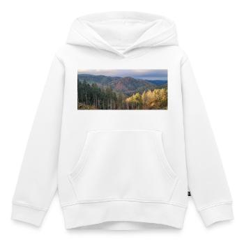 Herbstliche Waldlandschaft mit Sonnenlicht - Kinder Premium Organic Hoodie - Weiß - Vorne - AI Model Kid Female (0cm)