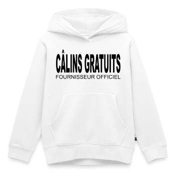 Câlins gratuits - Fournisseur Officiel - Sweat Premium à capuche enfant bio - blanc - Devant - AI Model Kid Female (0cm)