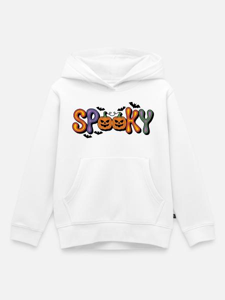 Spooky Kürbis Schriftzug - Kinder Premium Organic Hoodie - Weiß