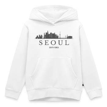 Séoul, Corée du Sud, silhouette de Séoul - Sweat Premium à capuche enfant bio - blanc - Devant - AI Model Kid Female (0cm)