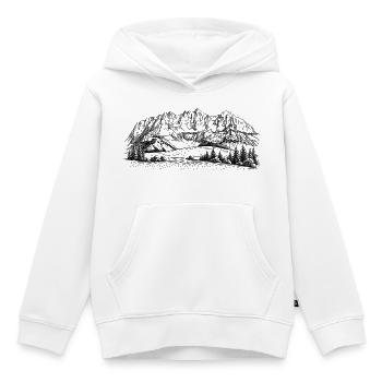 Wilder Kaiser Silhouette | Kaisergebirge Design |  - Kinder Premium Organic Hoodie - Weiß - Vorne - AI Model Kid Female (0cm)
