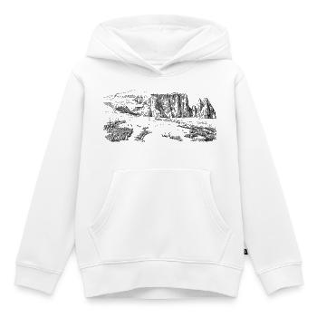 Sciliar Silhouette | Dolomites Plateau Design - Kids Premium Organic Hoodie - white - Front - AI Model Kid Female (0cm)