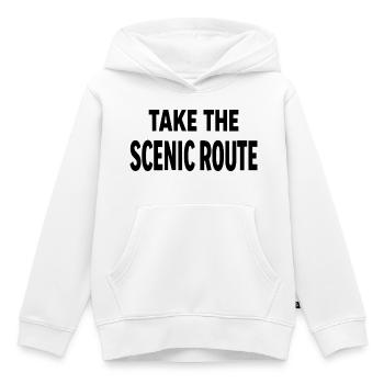 Prenez la route panoramique Abenteuer Reise Spruch - Sweat Premium à capuche enfant bio - blanc - Devant - AI Model Kid Female (0cm)