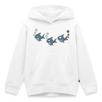 Trio de Requins Drôles - Sweat Premium à capuche enfant bio - blanc - Devant - AI Model Kid Female (0cm)