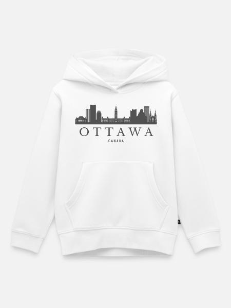 Ottawa-Skyline Kanada, Ottawa-Silhouette - Kinder Premium Organic Hoodie - Weiß