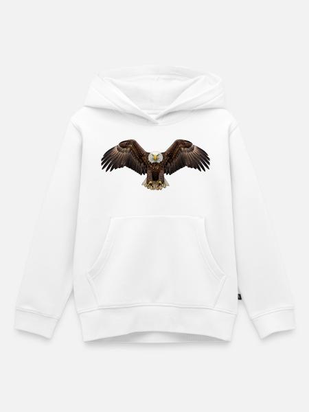 Schwebende Flügel des Weißkopfseeadlers - Kinder Premium Organic Hoodie - Weiß