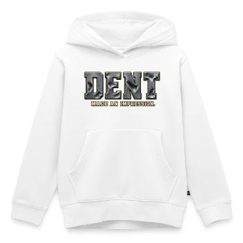 DENT – Hinterlass einen Eindruck | Metallisches Wortspiel - Kinder Premium Organic Hoodie - Weiß - Vorne - AI Model Kid Female (0cm)