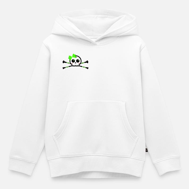 Cute Skull -Vert - Sweat Premium à capuche enfant bio - blanc